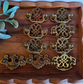 Vtg Chippendale-Style Brass Ball Drawer Pulls