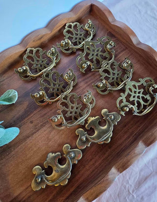Vtg Chippendale-Style Brass Ball Drawer Pulls