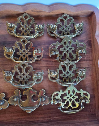 Vtg Chippendale-Style Brass Ball Drawer Pulls