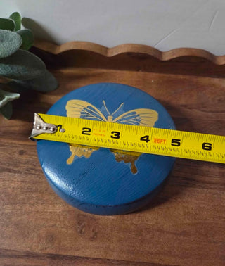 Blue Handpainted Wooden Butterfly Jewelry Box