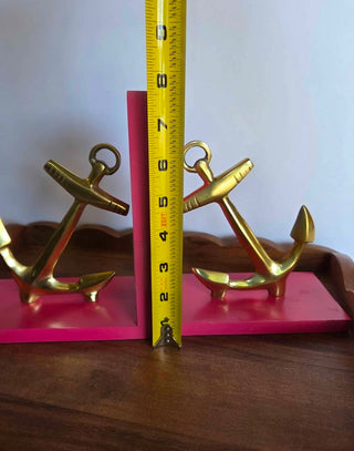 Pink & Gold Metal Anchor Bookends Set
