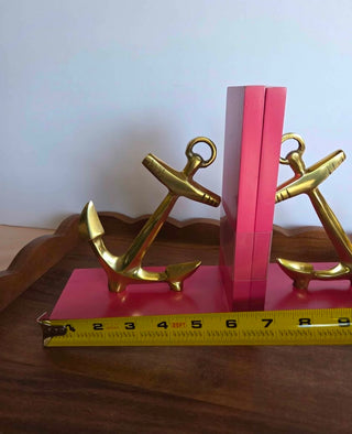 Pink & Gold Metal Anchor Bookends Set