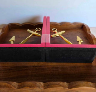 Pink & Gold Metal Anchor Bookends Set