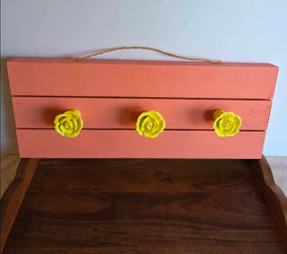 Peach Rose Knob Hanging Coat/Scarf Holder