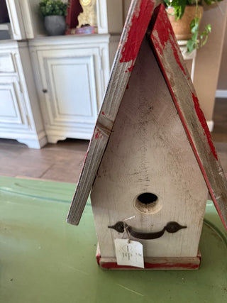 Handmade birdhouse red top RCD
