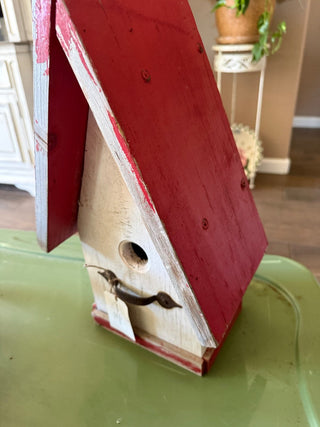 Handmade birdhouse red top RCD