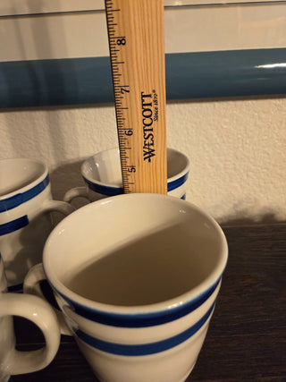 Vintage Gibson China Mugs, White/blue stripes, RCD