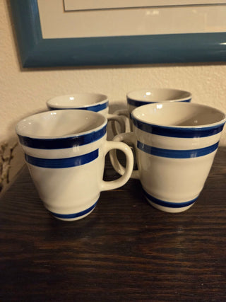 Vintage Gibson China Mugs, White/blue stripes, RCD