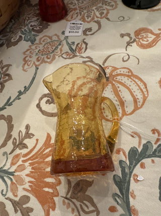 MCM Amber Crackle Glass Mini Pitcher MTS|104997