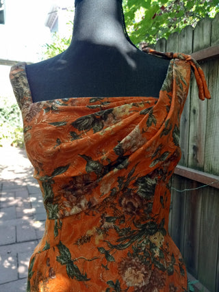 1960 print brocade cocktail dress, XS MTS|78125