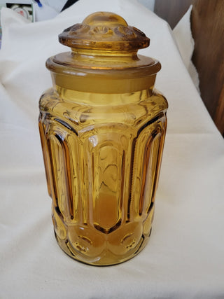 Vintage L.E. Smith Amber Moon & Stars 11.5" Canister RCD|96571