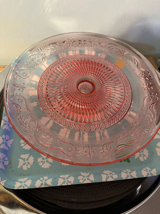 Pressed Glass Cake Stand PINK MTS|115226