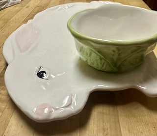 Vintage Rabbit Serving Dish with Bowl NIB  RSV|58045