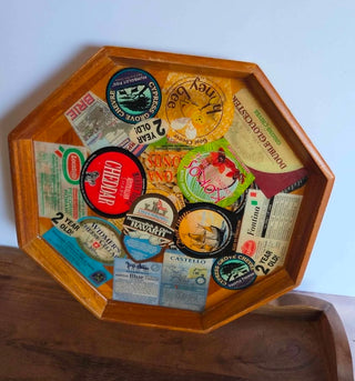 Vtg MCM Wooden Octagon Cheeseboard