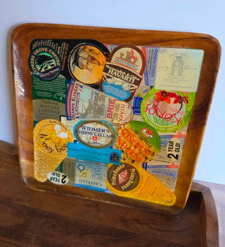 Vtg MCM Wooden Square Cheeseboard