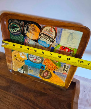 Vtg MCM Wooden Square Cheeseboard