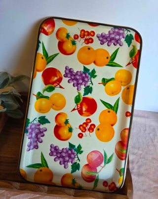 MCM White Fruit Motif Acrylic Tray