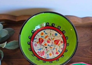 Turkish Pinar Green Floral Bowl