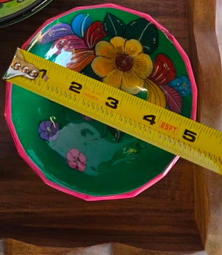 Mexican Green/Pink Floral Bowl