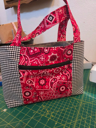 Small cloth tote with front zipper pocket