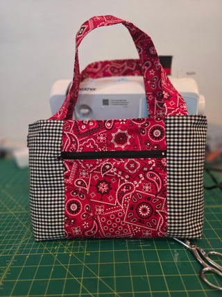 Small cloth tote with front zipper pocket
