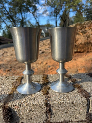 Vintage pair of pewter goblets by International Pewter