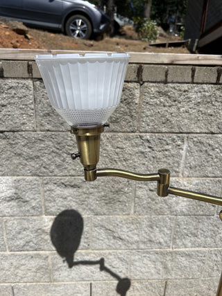 12F VTG Brass Torchiere Swing/Swivel Arm Decorated Base Floor Lamp MTS|80402