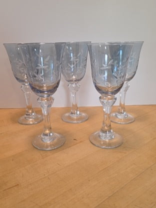 RF Gorgeous Light Blue Etched Wine Goblet