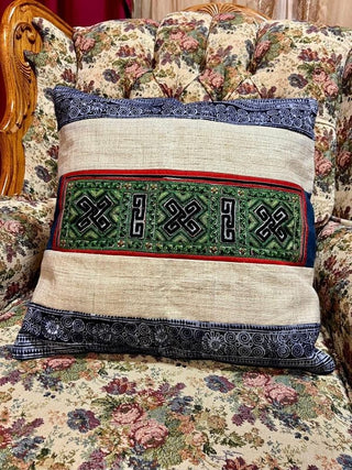 Hemp Cross-stitch Braided Thread Applique Pillow Cases|113577