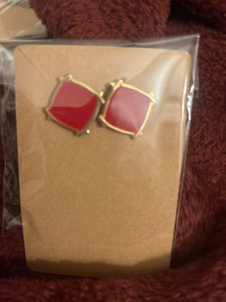 Vintage red square earrings MTS