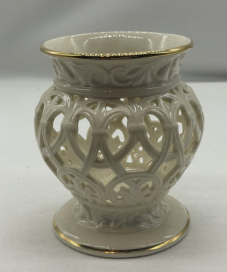 Lennox Illuminations Versailles Lattice 24 KT Gold Trim candle holder #62 VV MTS