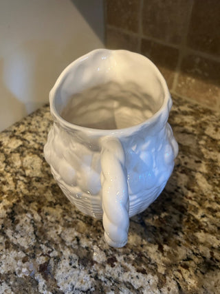 White Pitcher with Embossed Cherry Basket   MTS