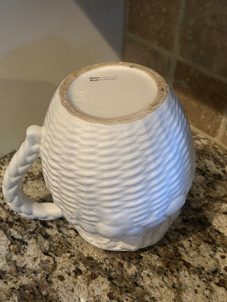 White Pitcher with Embossed Cherry Basket   MTS