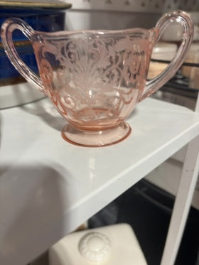Pink  Fostoria pink cream & sugar set 1928-1940, 4x4.5 and 5x3.5