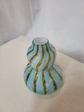 Gourd Shaped Blown Glass Vase - Blue & Gold RCD