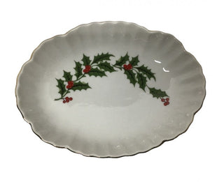 Macys Vintage All The Trimmings Christmas Porcelain Trinket Candy Bonbon Dish-RSV|141521