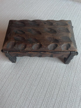 Vintage rustic hardwood trinket box jewelry