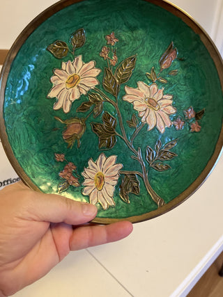 Enamel Etched Daises Green|116151