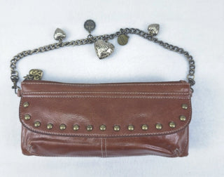 Y2K Kathy Van Zeeland Brown Faux Leather Clutch Purse with Charms strap (New) #63 VV MTS|118053