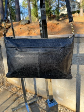 12F HOBO Black Leather Crossbody Purse MTS
