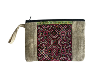 Cross-stitch Short Strap Zip Wallet|112421