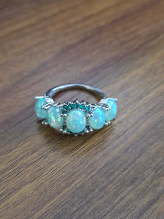 Stainless Steel Blue Fire Opal Ring