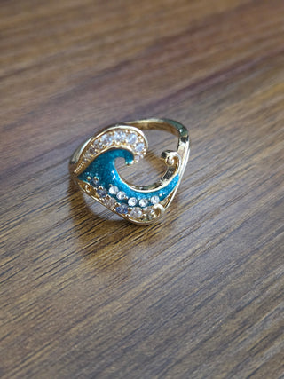 Gold Plated Wave Jewel Ring