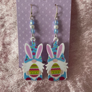 Easter gnome hugging egg earrings RSV
