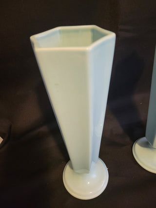 Vintage MSE 6-sided 10-1/4" Turquoise Vase  each RCD