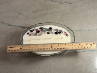 HANDMADE UPCYCLED CANDLE GLASS W/STONES SCENT DAY AT THE SPA|107297