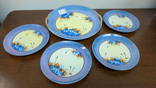 5 Piece Hand painted Ceramic Cake Plate Set RSV