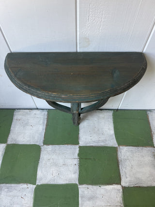 Vintage green wooden wall shelf F&M