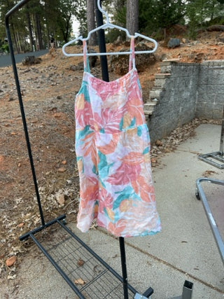 Abercrombie Kids Crinkle Dress 7/8 tropical "Orange Multi" leaf print