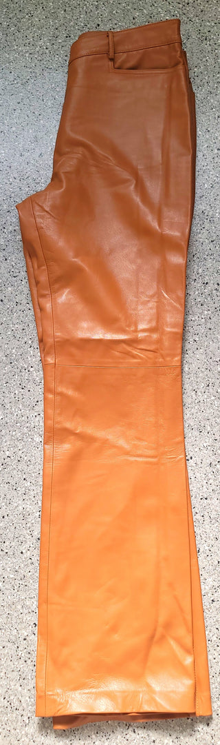 Italian RUFUS Brown Leather Pants Sz 10-12 MTS|125486